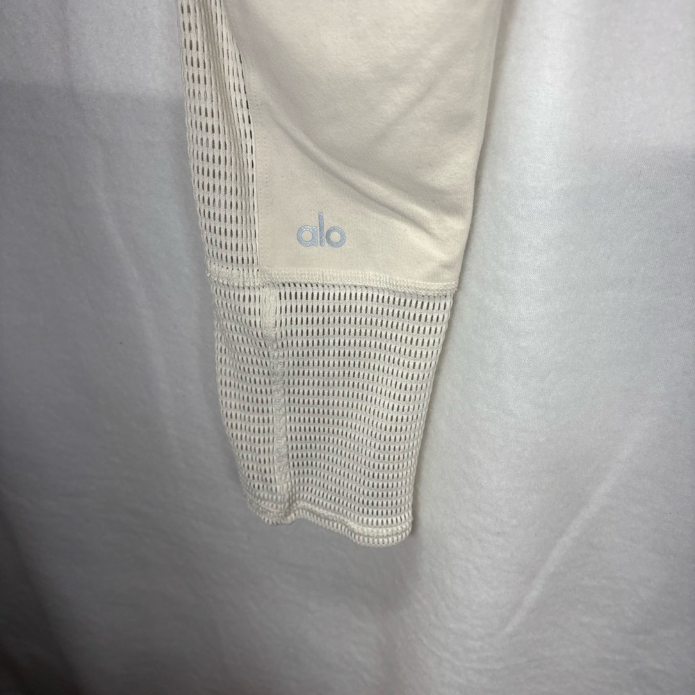 Alo Yoga High Waist Mesh Panel‎ Leggings Cream XS Athleisure Workout - Picture 6 of 6